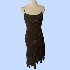 Vintage Sue Wong 100% Silk Fairy Beaded Asymmetrical Dress Medium